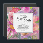 Paarse roze Wildflower Square 50th Birthday Party Magnetische Uitnodiging<br><div class="desc">Kleurrijke paarse en roze waterverf wilde bloem voor de 50e verjaardag van de vierkant magnetische uitnodiging voor vrouwen. Neem contact met ons op voor hulp bij aanpassingen of om passende producten aan te vragen.</div>
