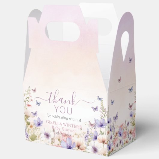 Paarse Roze Wildflower Vlinders Baby in Bloom Bedankdoosjes (Open)