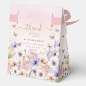 Paarse Roze Wildflower Vlinders Baby in Bloom Bedankdoosjes (Achterkant)