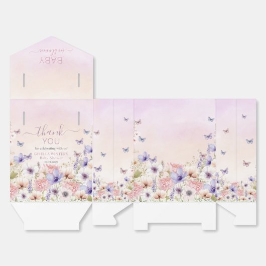 Paarse Roze Wildflower Vlinders Baby in Bloom Bedankdoosjes (Ongevouwen)