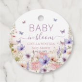 Paarse Roze Wildflower Vlinders Baby in Bloom Bedankjes Labels (Achterkant)