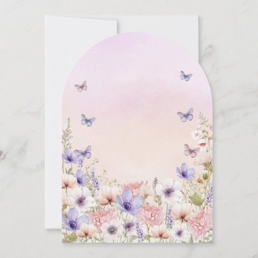 Paarse Roze Wildflower Vlinders Baby in Bloom Kaart (Achterkant)