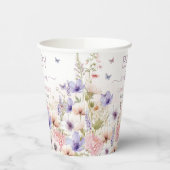 Paarse Roze Wildflower Vlinders Baby in Bloom Papieren Bekers (Links)