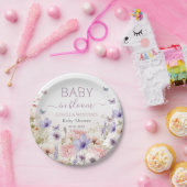 Paarse Roze Wildflower Vlinders Baby in Bloom Papieren Bordje (Feest)