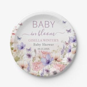 Paarse Roze Wildflower Vlinders Baby in Bloom Papieren Bordje