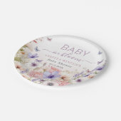 Paarse Roze Wildflower Vlinders Baby in Bloom Papieren Bordje (Gekanteld)