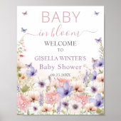 Paarse Roze Wildflower Vlinders Baby in Bloom Poster (Voorkant)