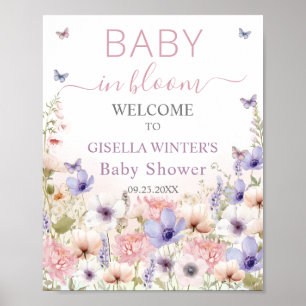 Paarse Roze Wildflower Vlinders Baby in Bloom Poster