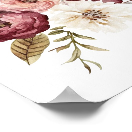 Paarse Roze Wit Bloemen Botanische Bloemen Boho Poster (Hoek)