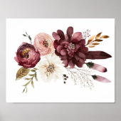 Paarse Roze Wit Bloemen Botanische Bloemen Boho Poster (Voorkant)
