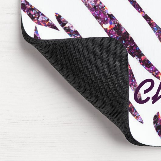 Paarse Roze Wit Zebra Print Glitter Muismat (Hoek)