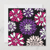 Paarse roze witte aanflinterkunst op zwart kaart (Achterkant)