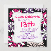 Paarse roze witte aanflinterkunst op zwart kaart (Voorkant)