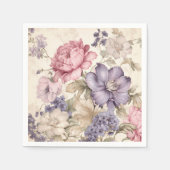 Paarse roze witte bloemetjesservetten servet (Voorkant)
