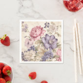 Paarse Roze Witte Bloemige Servetten (Insitu)