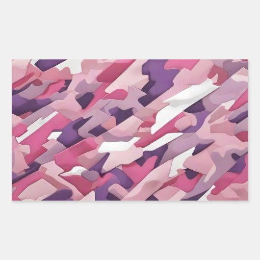 paarse roze witte camoflage rechthoekige sticker (Voorkant)