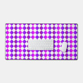 Paarse Roze Witte Checker Diamantpatroon Bureaumat (Keyboard & Muis)