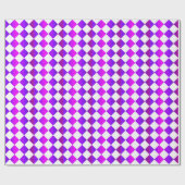 Paarse Roze Witte Checker Diamantpatroon Cadeaupapier (Vlak)