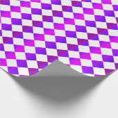 Paarse Roze Witte Checker Diamantpatroon Cadeaupapier (Hoek)