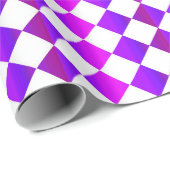 Paarse Roze Witte Checker Diamantpatroon Cadeaupapier (Rol Hoek)