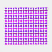 Paarse Roze Witte Checker Diamantpatroon Fleece Deken (Voorkant (Horizontaal))