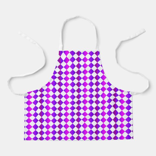 Paarse Roze Witte Checker Diamantpatroon Schort (Voorkant)