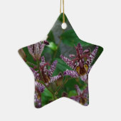 Paarse roze, witte, gestreept orchidee als bloem keramisch ornament (Rechts)