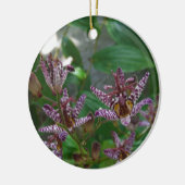 Paarse roze, witte, gestreept orchidee als bloem keramisch ornament (Links)