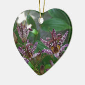 Paarse roze, witte, gestreept orchidee als bloem keramisch ornament (Links)