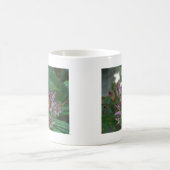 Paarse roze, witte, gestreept orchidee als bloem koffiemok (Center)