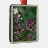 Paarse roze, witte, gestreept orchidee als bloem metalen ornament (Rechts)