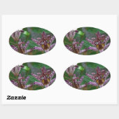 Paarse roze, witte, gestreept orchidee als bloem ovale sticker (Vel)