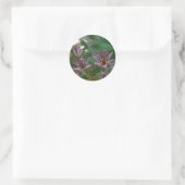 Paarse roze, witte, gestreept orchidee als bloem ronde sticker (Tas)