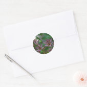 Paarse roze, witte, gestreept orchidee als bloem ronde sticker (Envelop)