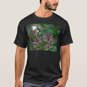 Paarse roze, witte, gestreept orchidee als bloem t-shirt