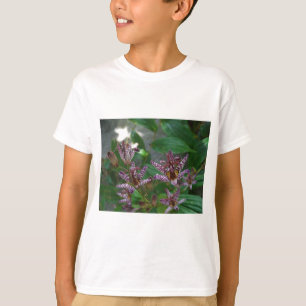Paarse roze, witte, gestreept orchidee als bloem t-shirt