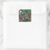 Paarse roze, witte, gestreept orchidee als bloem vierkante sticker (Tas)