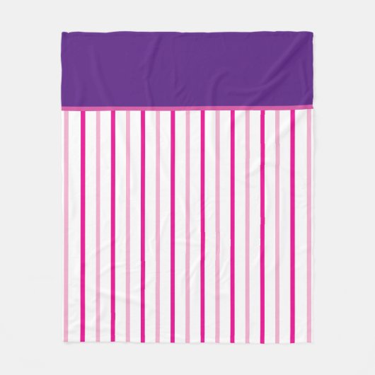 Paarse roze witte strepen fleece deken (Voorkant)