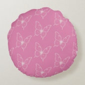 Paarse Roze Witte Vlinders Rond Kussen (Achterkant)