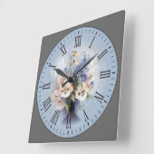 Paarse-roze-Witte Vloeren Roman Numeriek Vierkante Klok (Hoek)