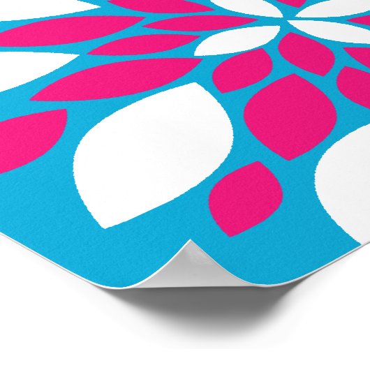 Paarse roze witte vloerkunst met Blauwgroen blauw Poster (Hoek)