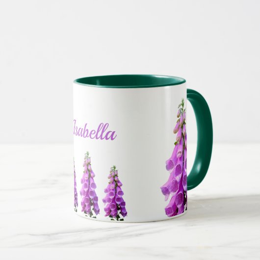 Paarse roze witte wilde bloemen bloemennaam mok (Voorkant rechts)