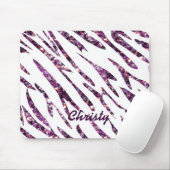 Paarse Roze Witte Zebraprint Glitter Muismat (Met muis)