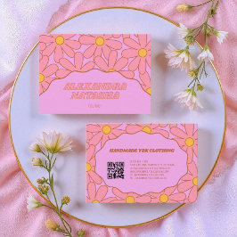 Paarse Roze Y2K Bloem Handgemaakte Kleding Visitekaartje