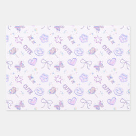 Paarse Roze Y2K Esthetische Kitsch Patroon Inpakpapier Vel