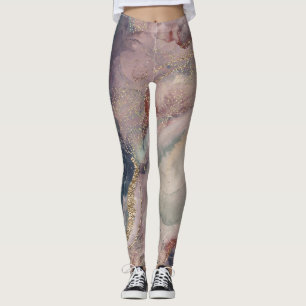 Paarse roze zachte Waterverf Cosmic Galaxy Sparkle Leggings