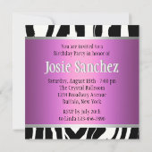 Paarse/Roze Zebra uitnodiging (Achterkant)