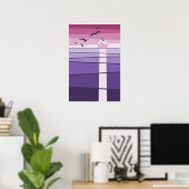 Paarse Roze Zeevogels bij Zonsondergang Vector Kun Poster (Thuiskantoor)
