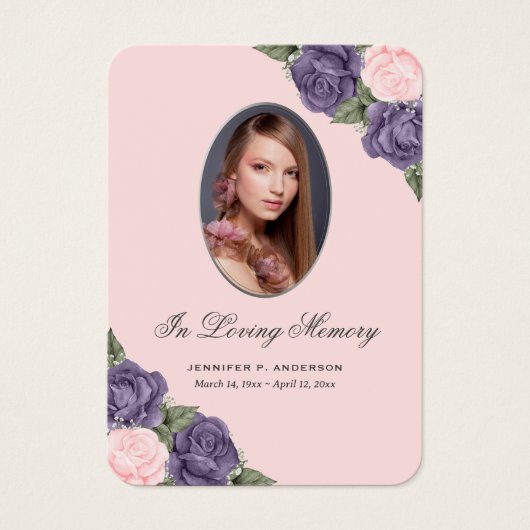 Paarse roze zilver Memorial Funeral Prayer Kaart (Voorkant)