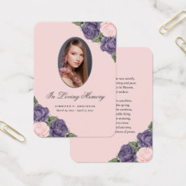 Paarse roze zilver Memorial Funeral Prayer Kaart